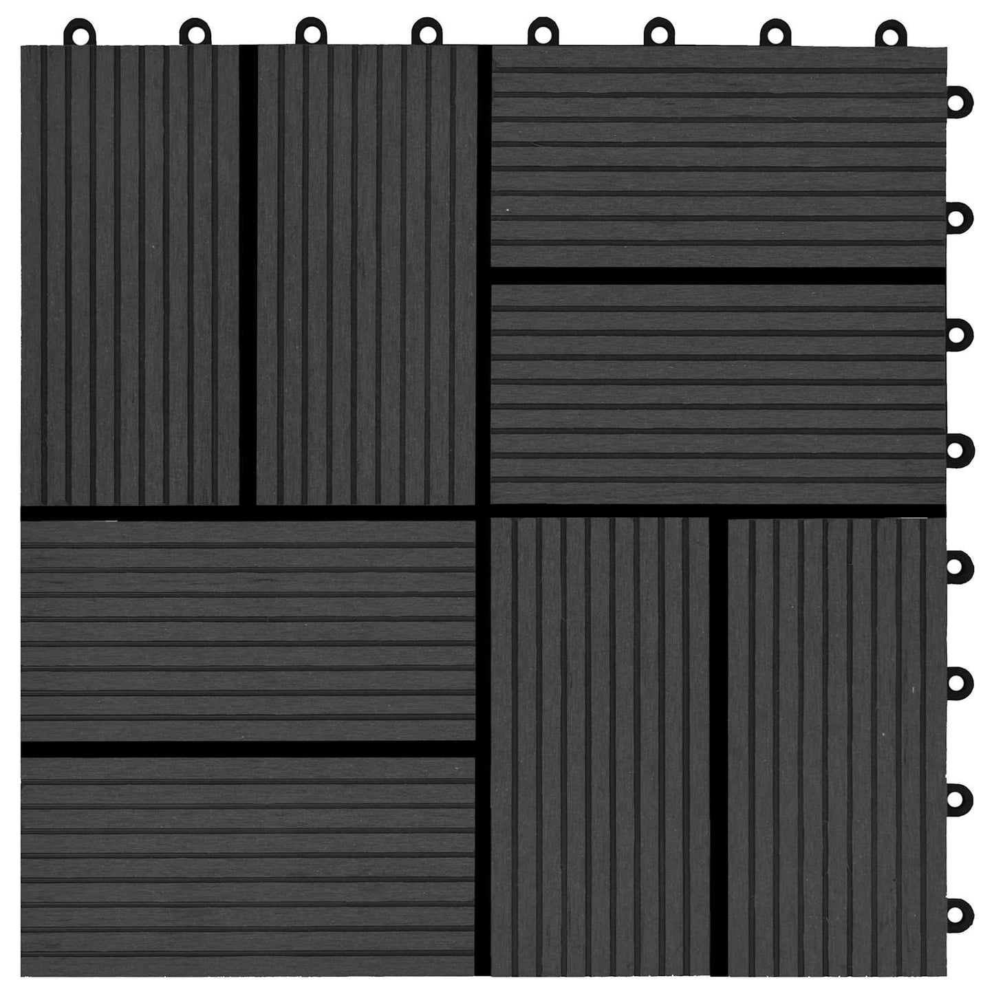 vidaXL Πλάκα Κατασκευής 22 pcs Μαύρο 30 x 30 cm WPC