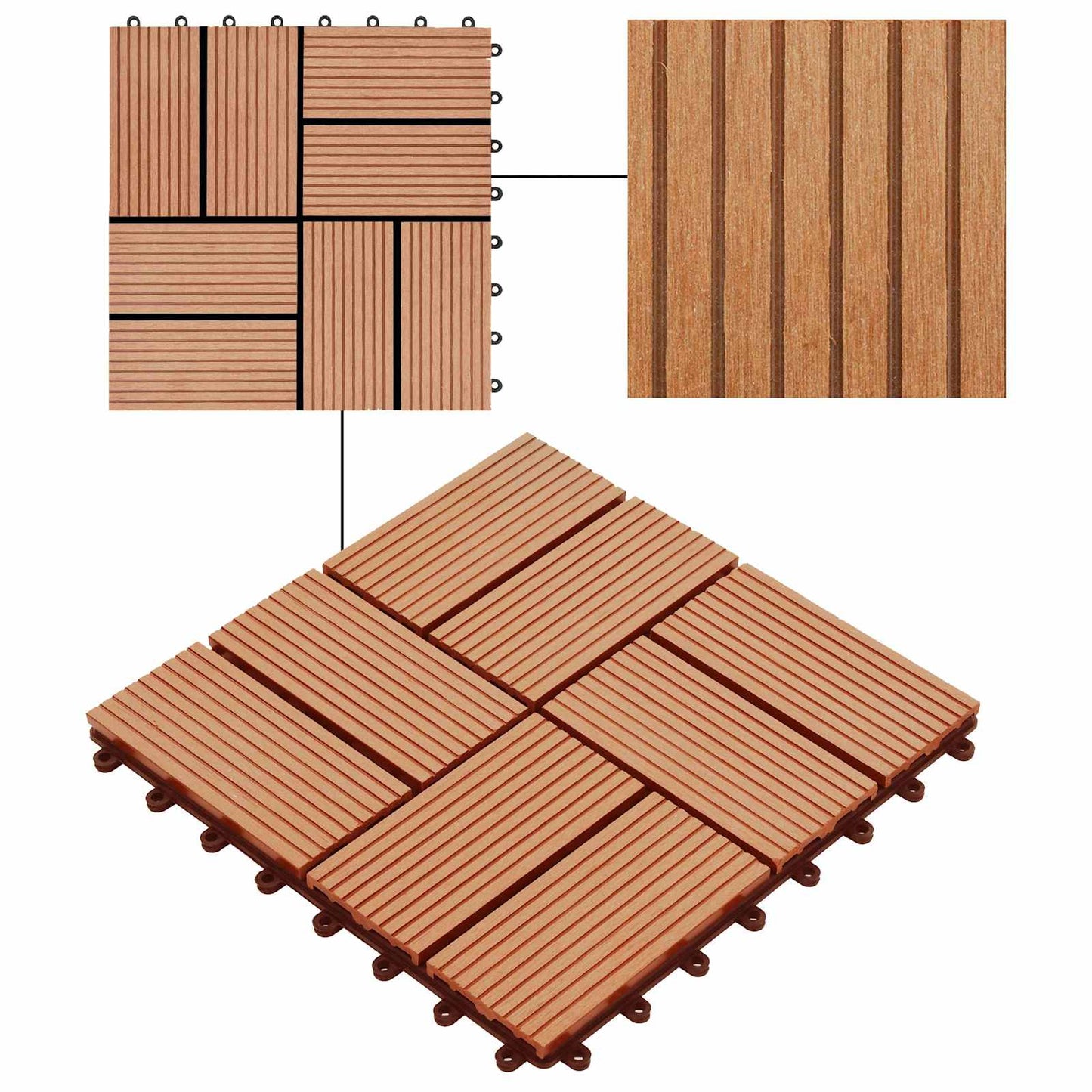 vidaXL Πλάκα Κατασκευής 22 pcs Ξύλο teak 30 x 30 cm WPC