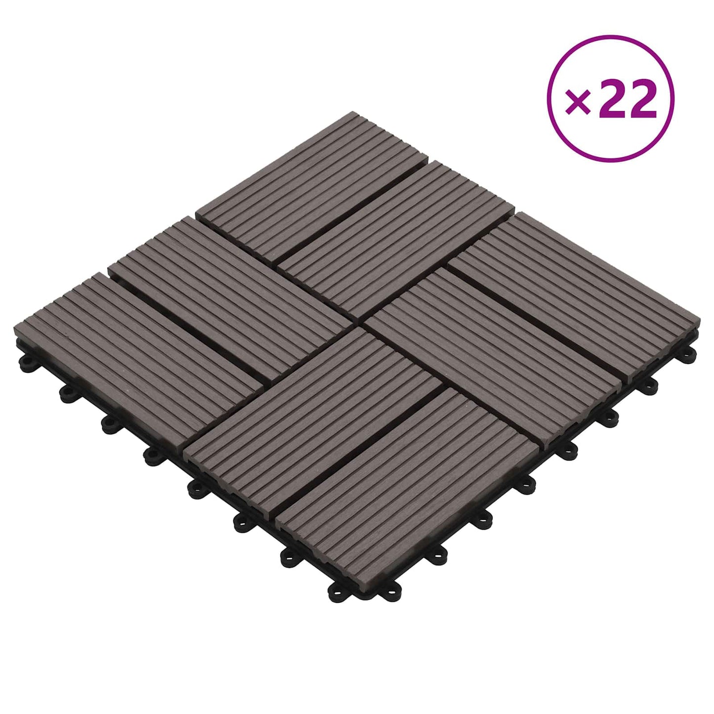 vidaXL Πλάκα Κατασκευής 22 pcs Σκούρο Καφέ 30 x 30 cm WPC