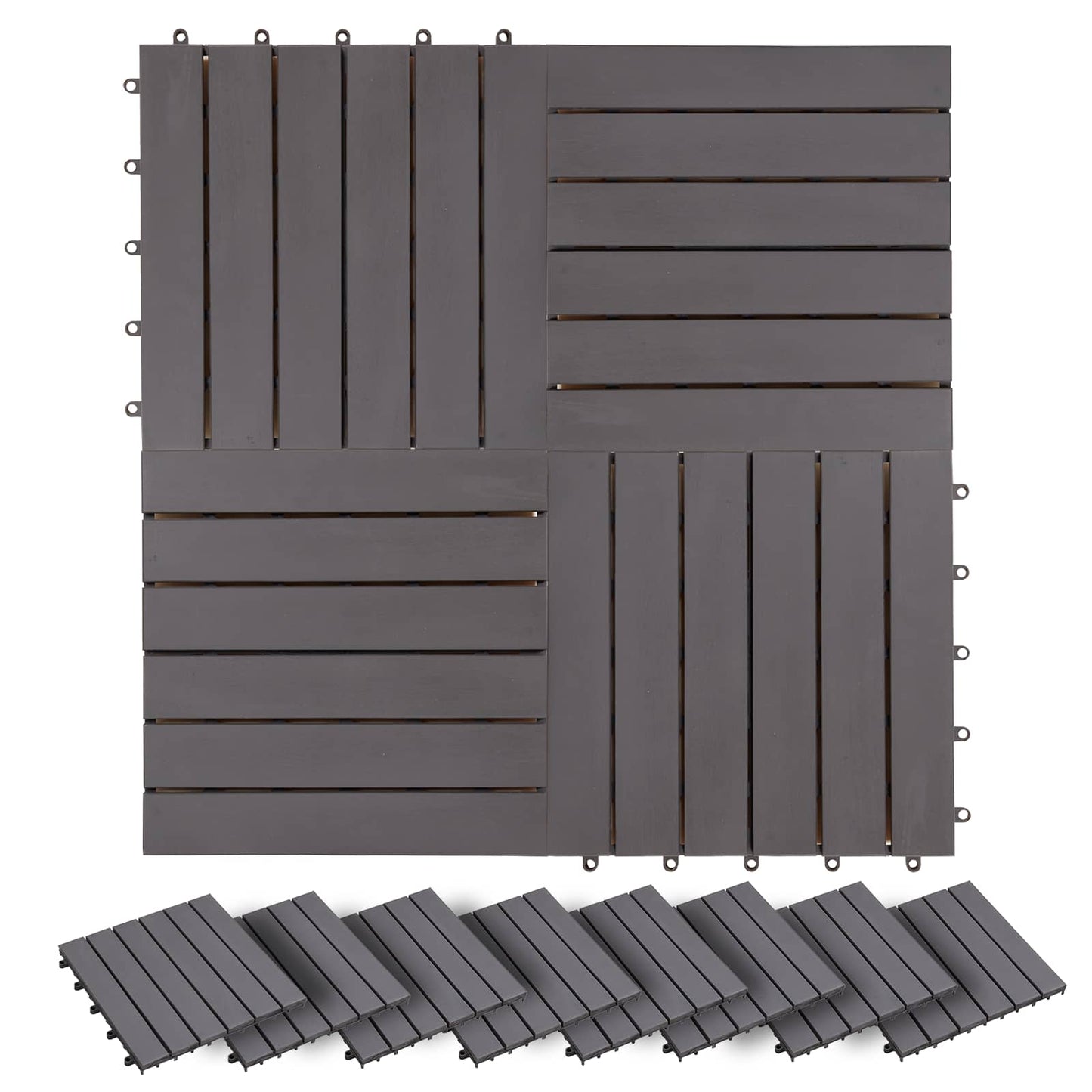 vidaXL Πλάκα Κατασκευής 30 pcs Γκρι 30 x 30 cm Ξύλο Ακακίας