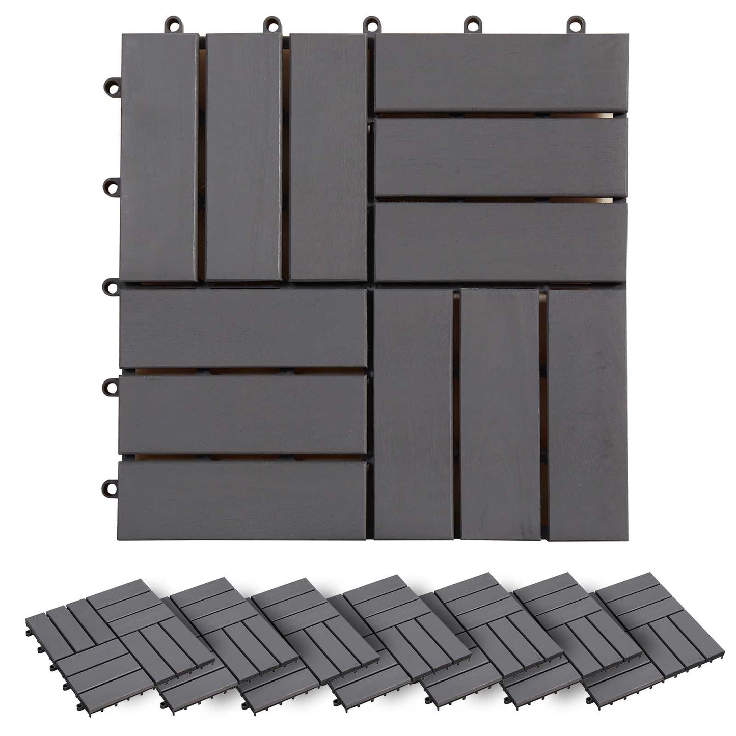 vidaXL Πλάκα Κατασκευής 30 pcs Γκρι 30 x 30 cm Ξύλο Ακακίας