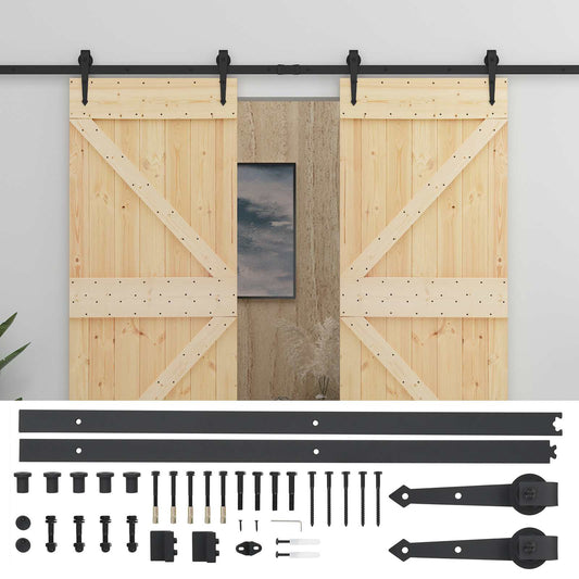 vidaXL Συρόμενη Πόρτα 2 τμχ. 80 x 210 cm Μασίφ Ξύλο Πεύκου