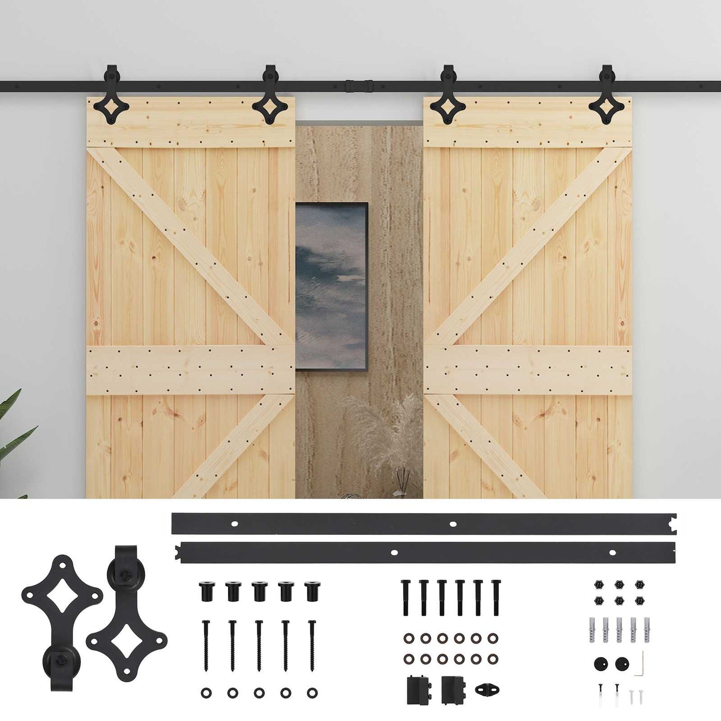 vidaXL Συρόμενη Πόρτα 2 τμχ. 80 x 210 cm Μασίφ Ξύλο Πεύκου