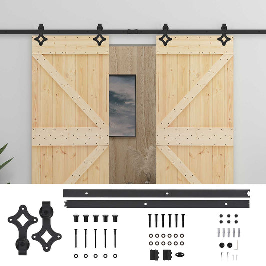 vidaXL Συρόμενη Πόρτα 2 τμχ. 80 x 210 cm Μασίφ Ξύλο Πεύκου