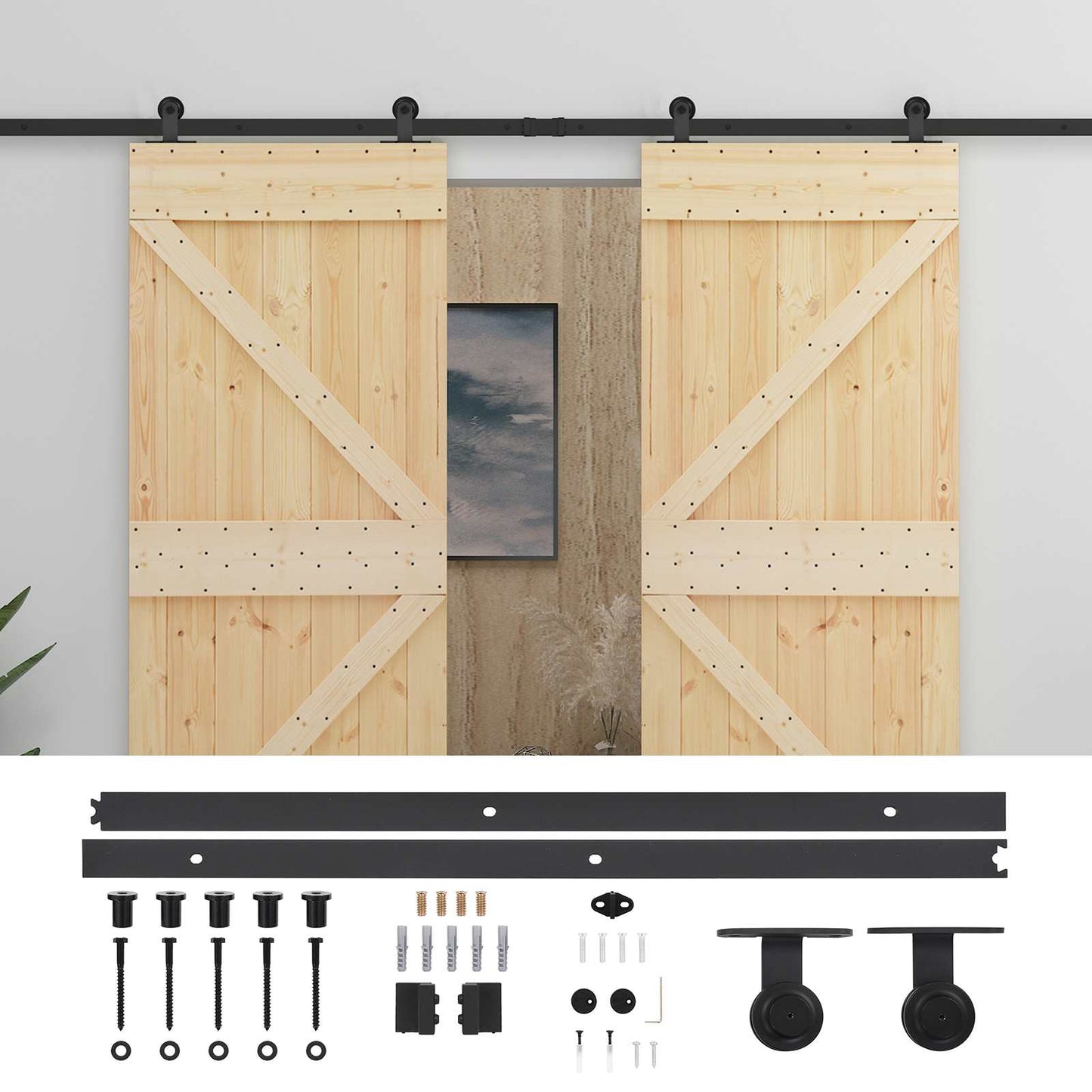 vidaXL Συρόμενη Πόρτα 2 τμχ. 80 x 210 cm Μασίφ Ξύλο Πεύκου