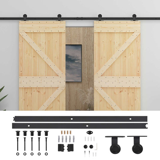vidaXL Συρόμενη Πόρτα 2 τμχ. 80 x 210 cm Μασίφ Ξύλο Πεύκου