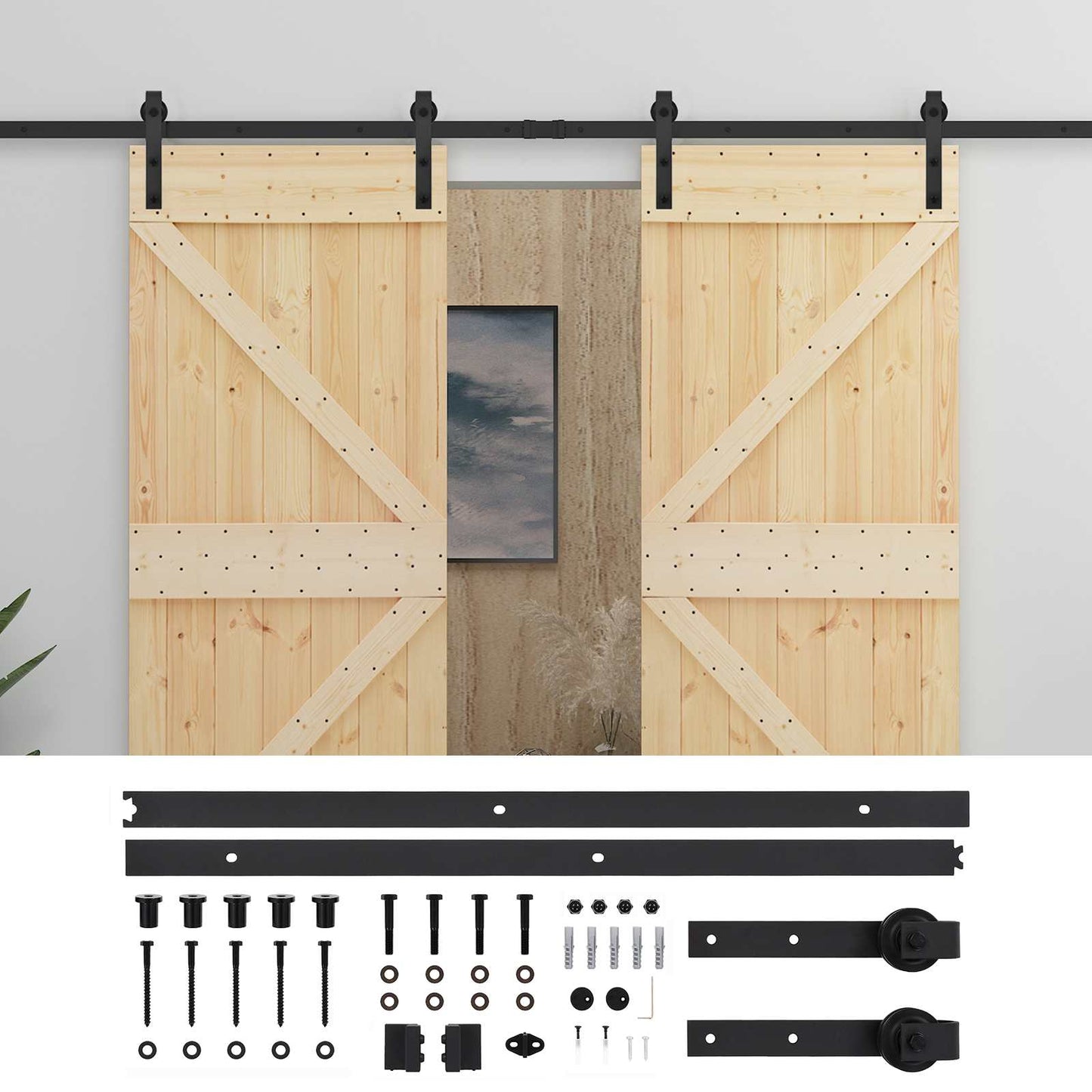 vidaXL Συρόμενη Πόρτα 2 τμχ. 80 x 210 cm Μασίφ Ξύλο Πεύκου
