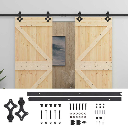 vidaXL Συρόμενη Πόρτα 2 τμχ. 100 x 210 cm Μασίφ Ξύλο Πεύκου