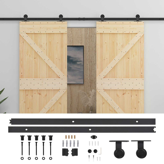 vidaXL Συρόμενη Πόρτα 2 τμχ. 100 x 210 cm Μασίφ Ξύλο Πεύκου