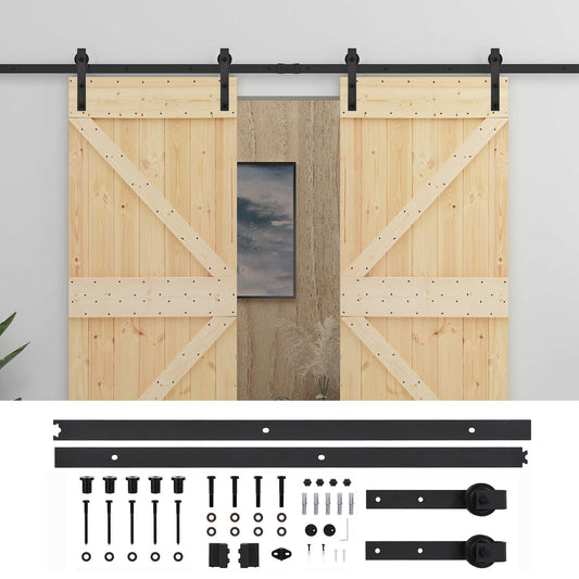 vidaXL Συρόμενη Πόρτα 2 τμχ. 100 x 210 cm Μασίφ Ξύλο Πεύκου