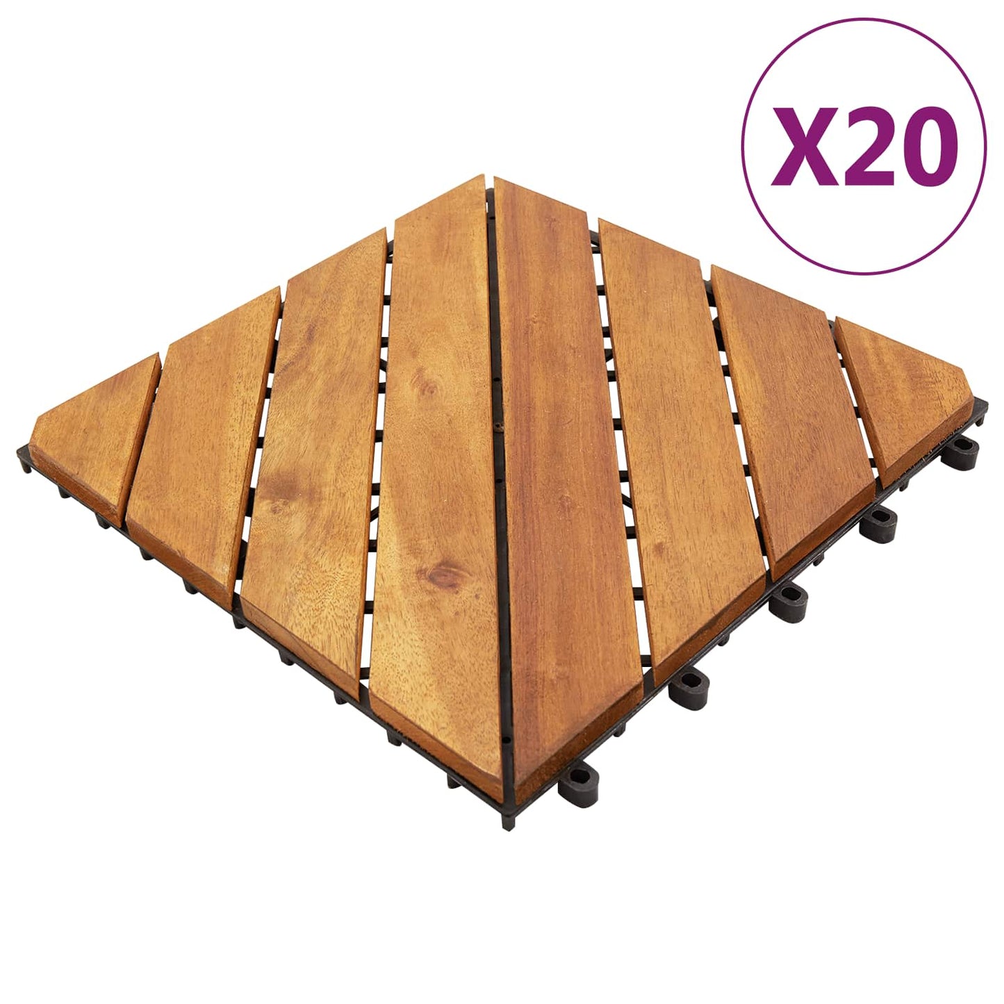 vidaXL Πλάκα Κατασκευής 20 pcs Καφέ 30 x 30 cm Ξύλο Ακακίας