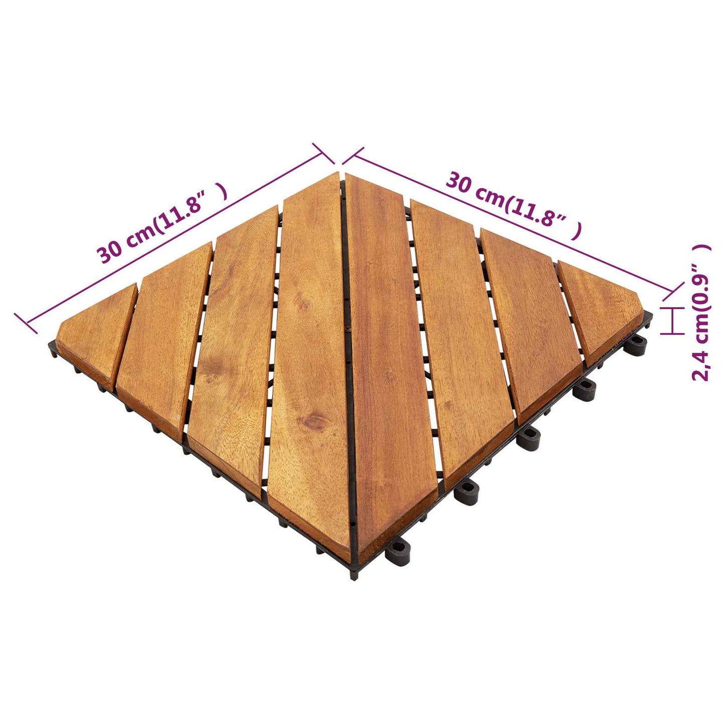 vidaXL Πλάκα Κατασκευής 30 pcs Καφέ 30 x 30 cm Ξύλο Ακακίας