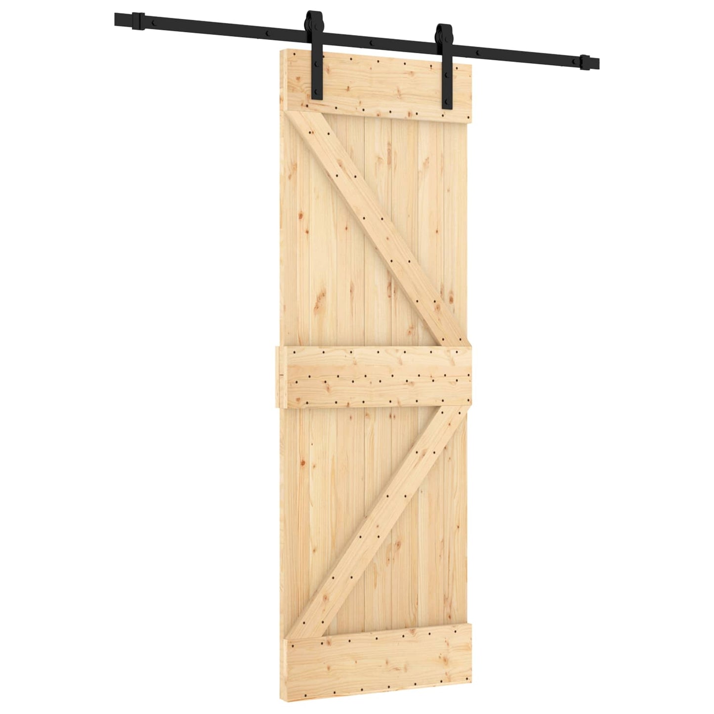 vidaXL Συρόμενη Πόρτα 70 x 210 cm Συμπαγές Ξύλο Πεύκου (Ακατέργαστο)