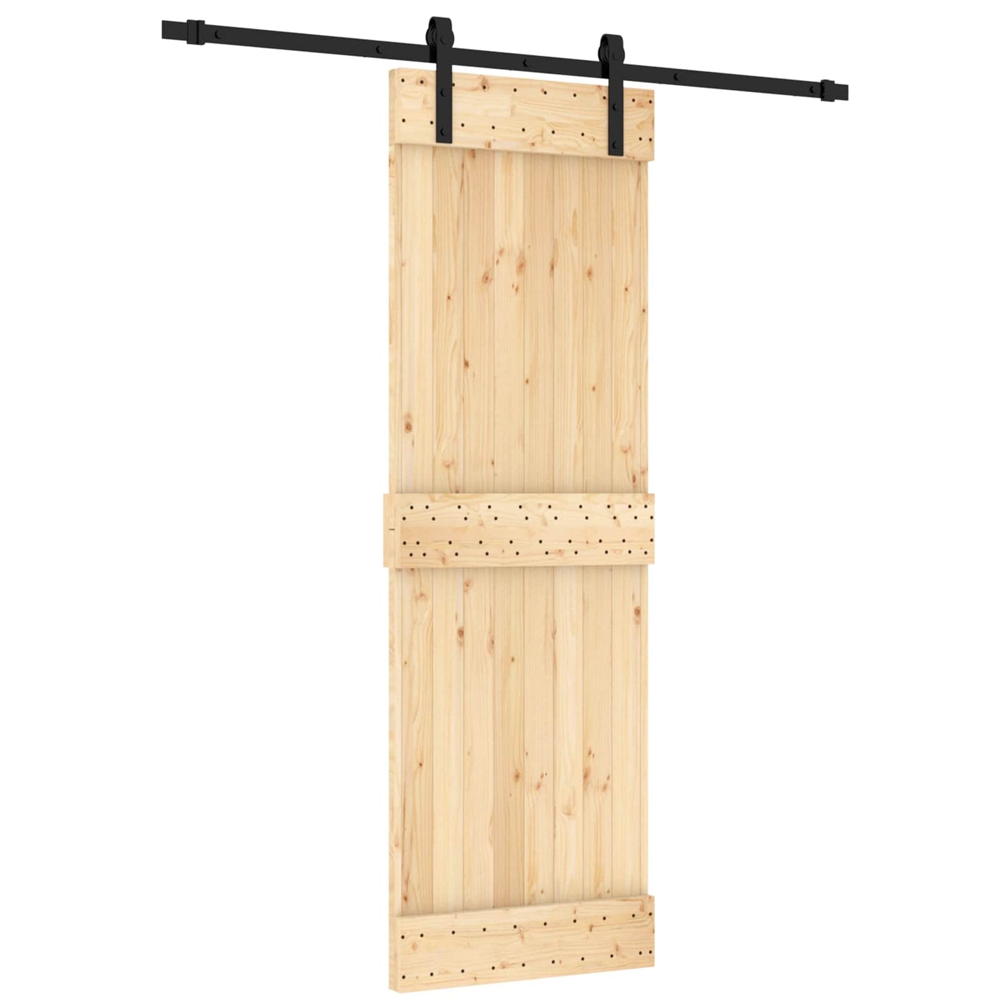 vidaXL Συρόμενη Πόρτα 70 x 210 cm Συμπαγές Ξύλο Πεύκου (Ακατέργαστο)