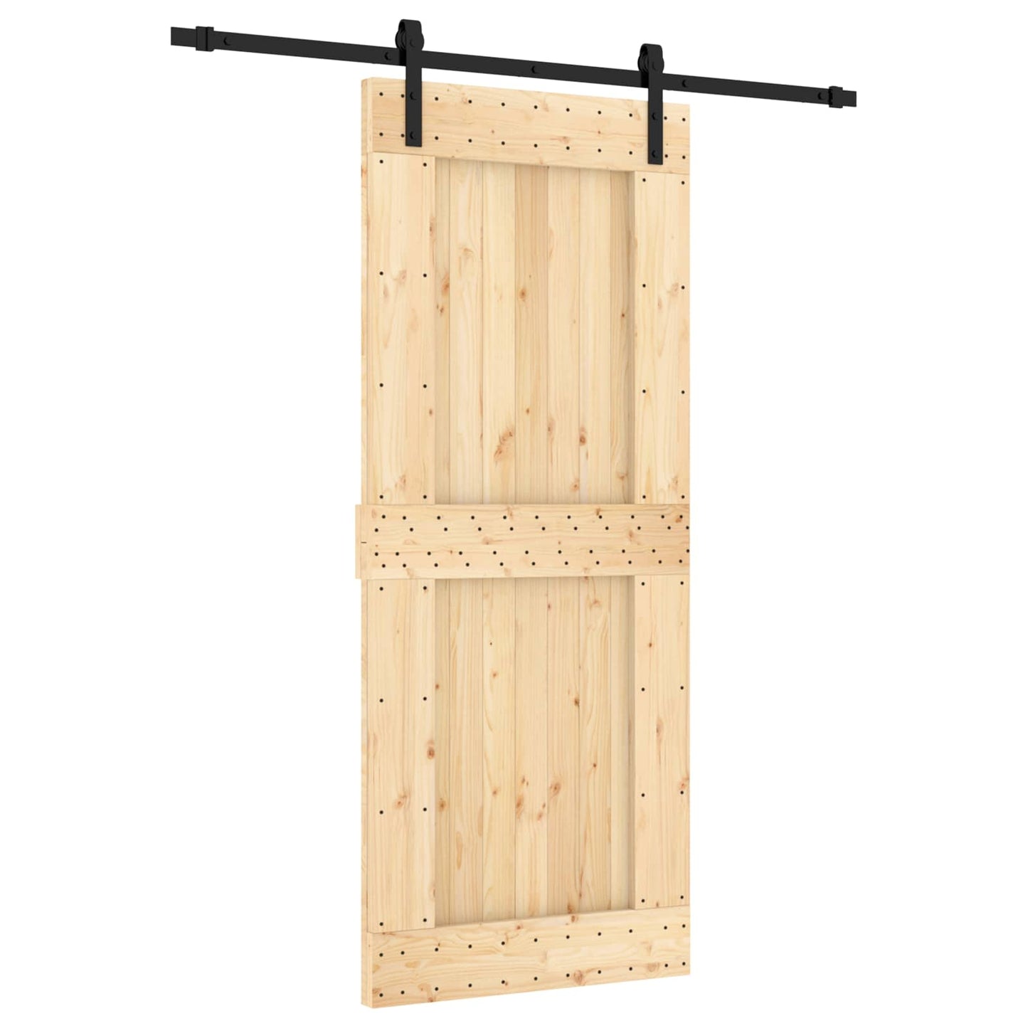 vidaXL Συρόμενη Πόρτα Φυσικό και Μαύρο 85 x 210 cm