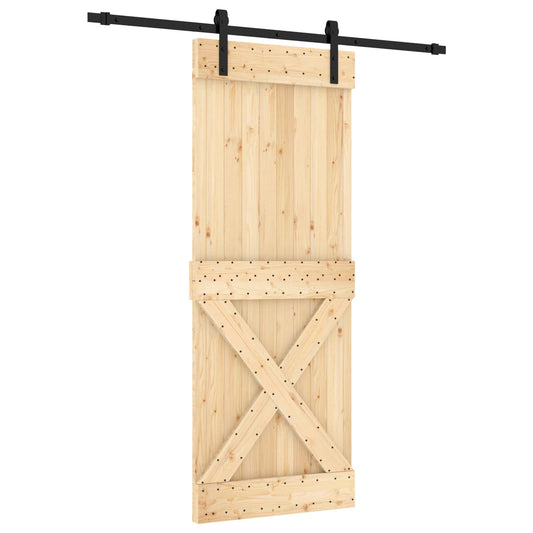 vidaXL Συρόμενη Πόρτα Φυσικό και Μαύρο 80 x 210 cm