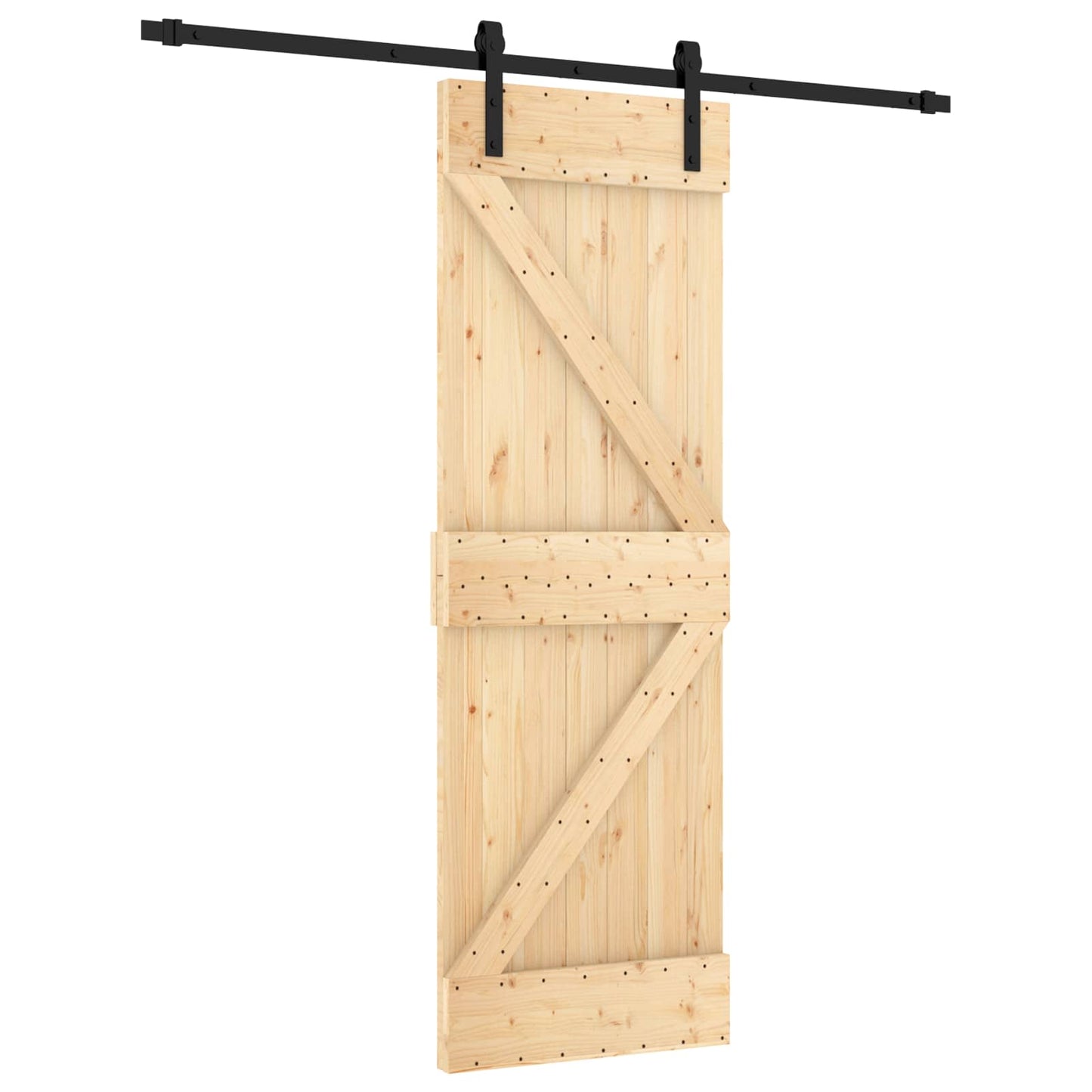vidaXL Συρόμενη Πόρτα 70 x 210 cm Συμπαγές Ξύλο Πεύκου (Ακατέργαστο)