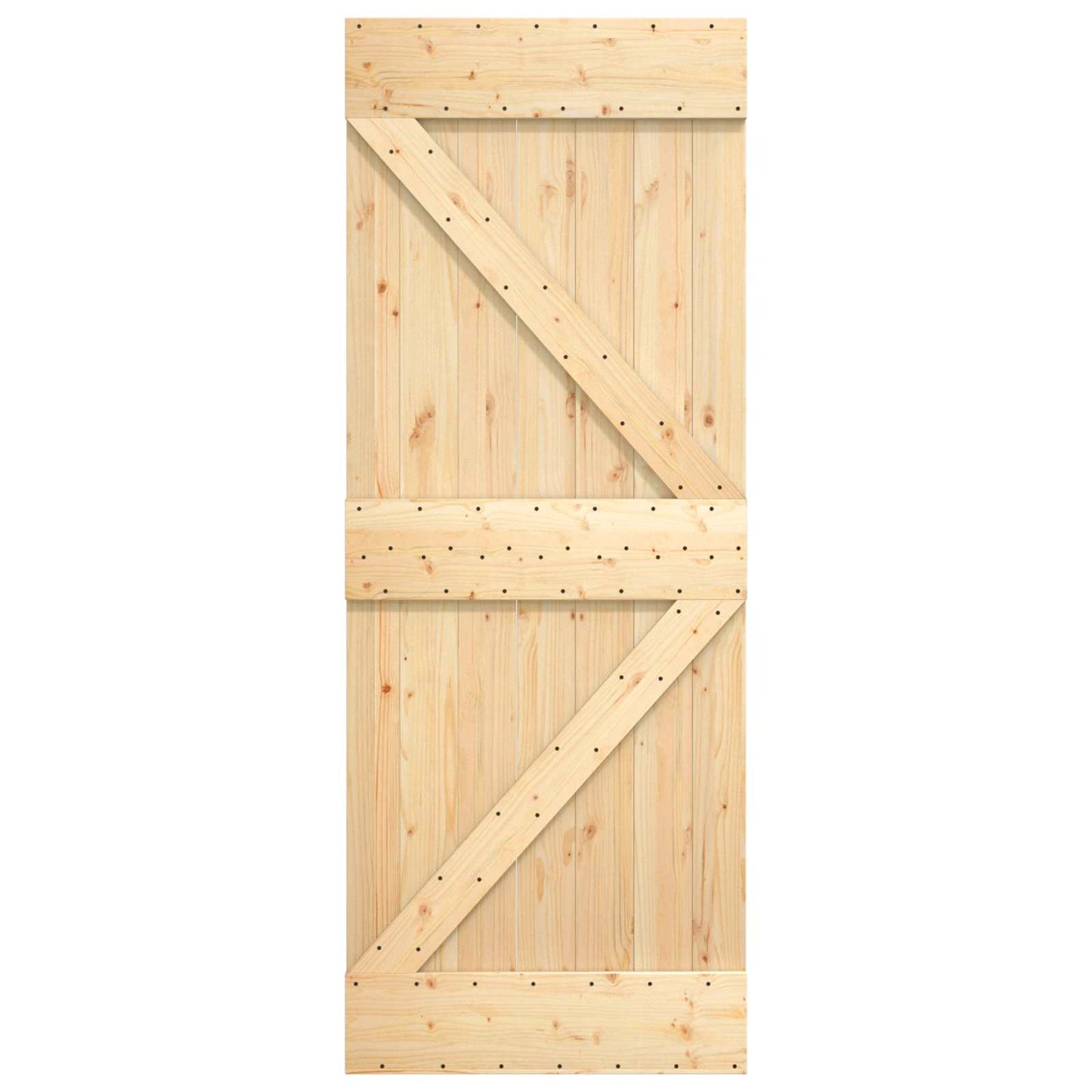 vidaXL Συρόμενη Πόρτα 70 x 210 cm Συμπαγές Ξύλο Πεύκου (Ακατέργαστο)