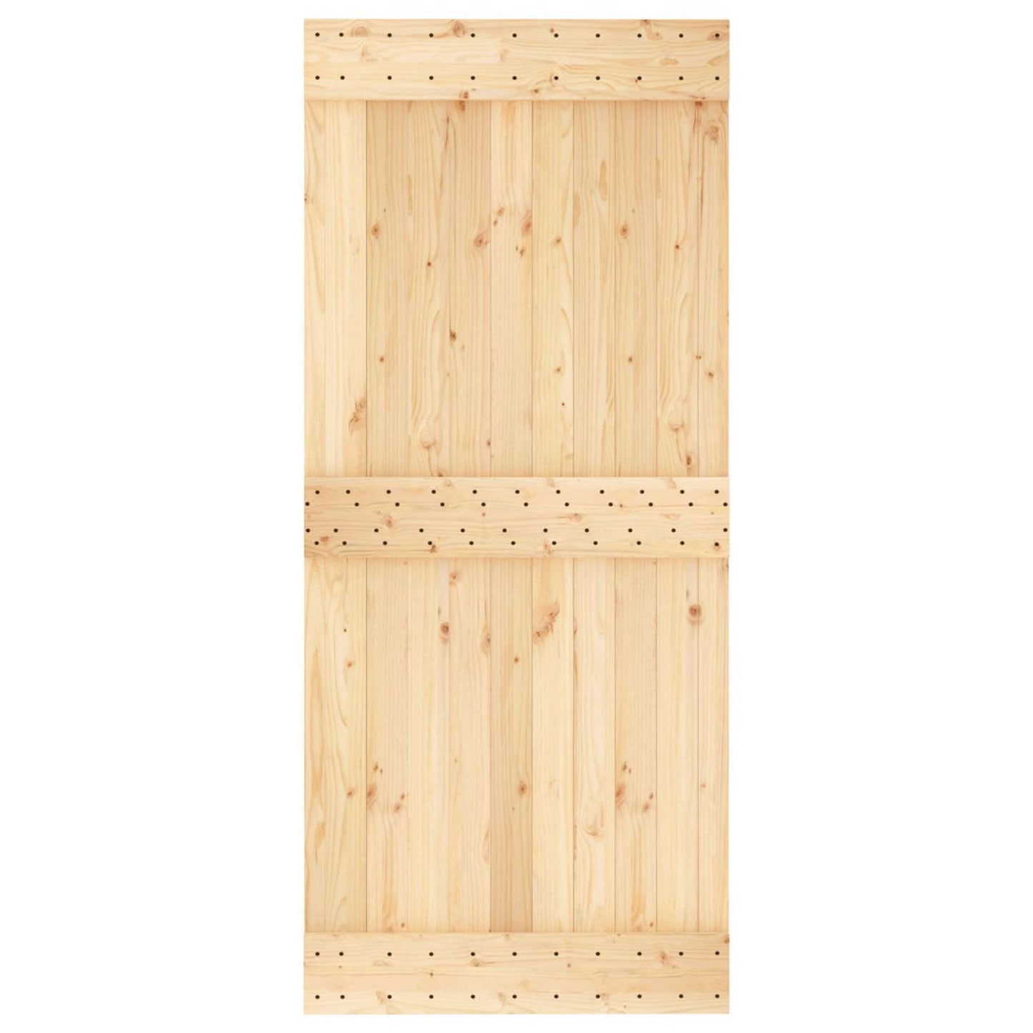 vidaXL Συρόμενη Πόρτα 90 x 210 cm Συμπαγές Ξύλο Πεύκου (Ακατέργαστο)