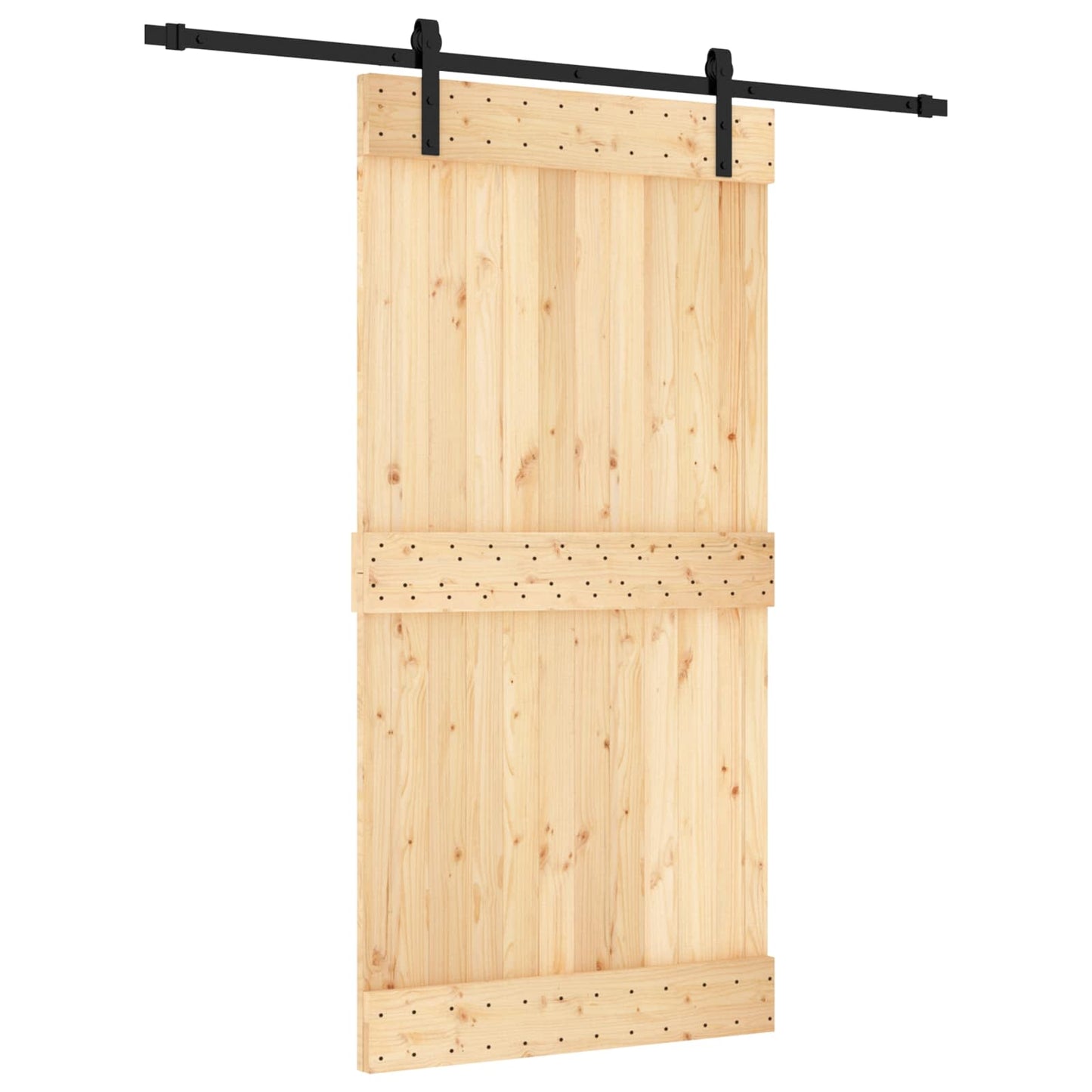 vidaXL Συρόμενη Πόρτα 100 x 210 cm Συμπαγές Ξύλο Πεύκου (Ακατέργαστο)