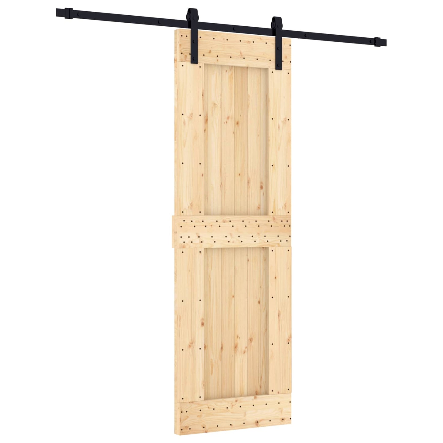 vidaXL Συρόμενη Πόρτα 70 x 210 cm Συμπαγές Ξύλο Πεύκου (Ακατέργαστο)
