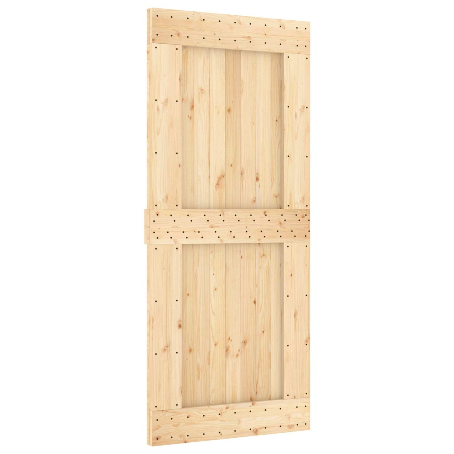 vidaXL Συρόμενη Πόρτα 90 x 210 cm Συμπαγές Ξύλο Πεύκου (Ακατέργαστο)