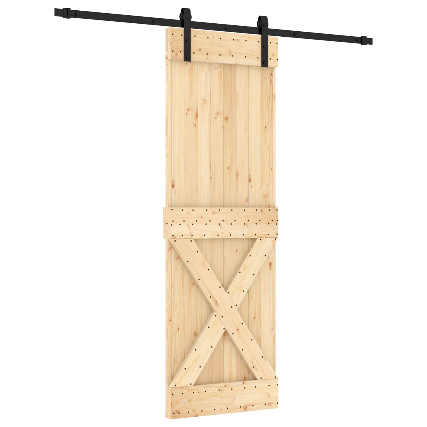 vidaXL Συρόμενη Πόρτα 70 x 210 cm Συμπαγές Ξύλο Πεύκου (Ακατέργαστο)