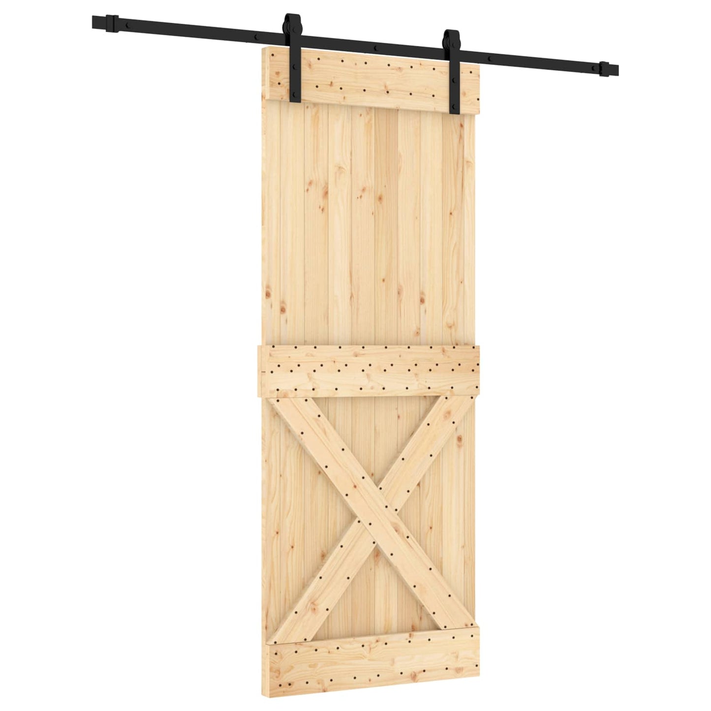 vidaXL Συρόμενη Πόρτα Φυσικό και Μαύρο 80 x 210 cm