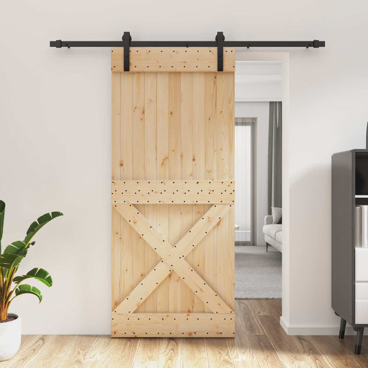 vidaXL Συρόμενη Πόρτα Φυσικό και Μαύρο 90 x 210 cm