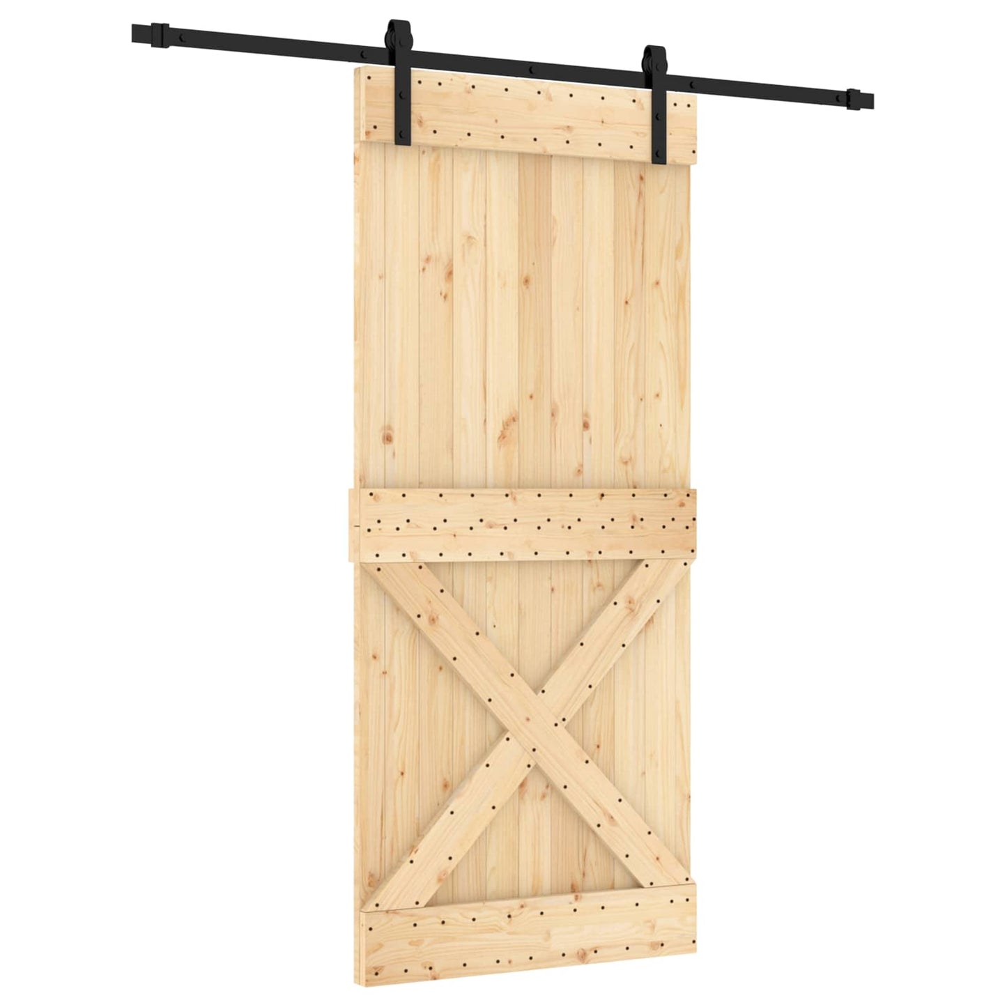 vidaXL Συρόμενη Πόρτα Φυσικό και Μαύρο 90 x 210 cm