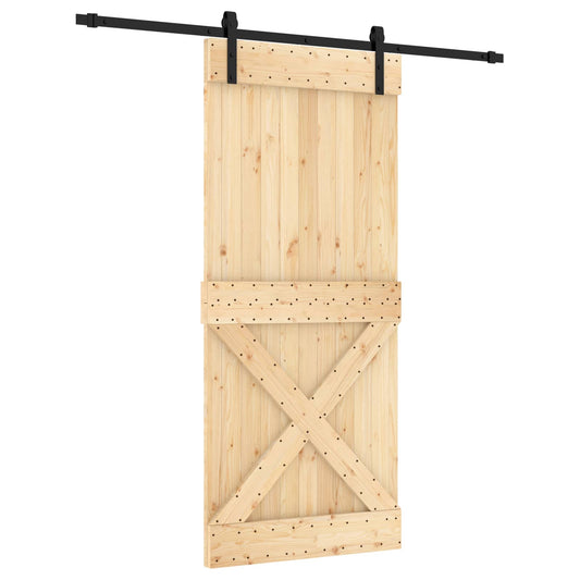 vidaXL Συρόμενη Πόρτα Φυσικό και Μαύρο 90 x 210 cm