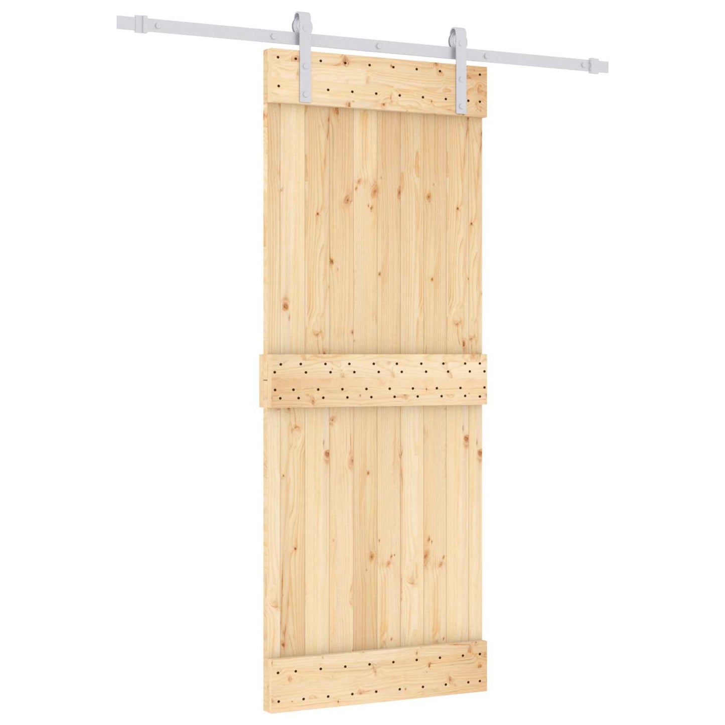 vidaXL Συρόμενη Πόρτα 80 x 210 cm Συμπαγές Ξύλο Πεύκου (Ακατέργαστο)