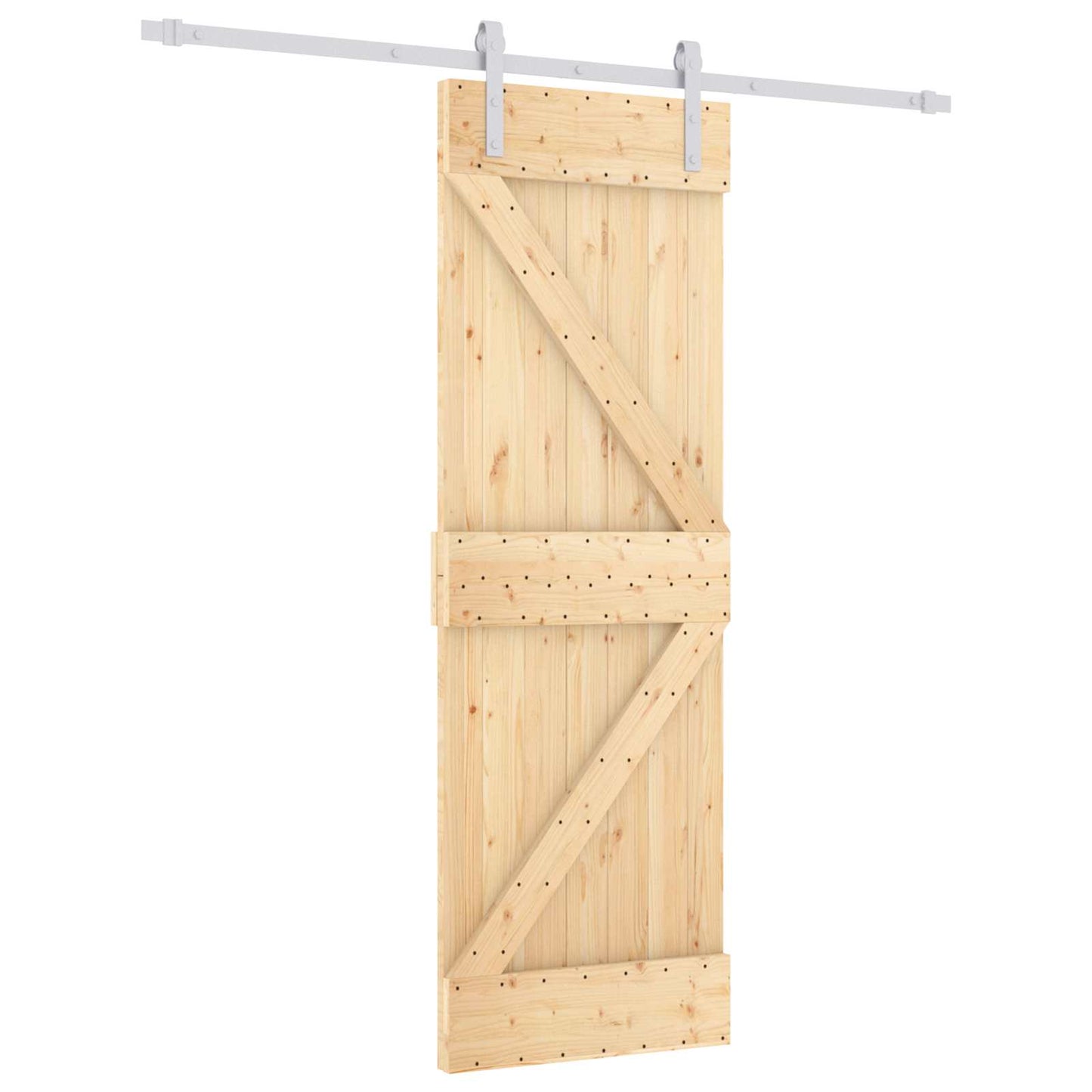 vidaXL Συρόμενη Πόρτα 70 x 210 cm Συμπαγές Ξύλο Πεύκου (Ακατέργαστο)