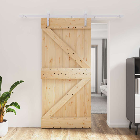 vidaXL Συρόμενη Πόρτα Φυσικό και Λευκό 95 x 210 cm