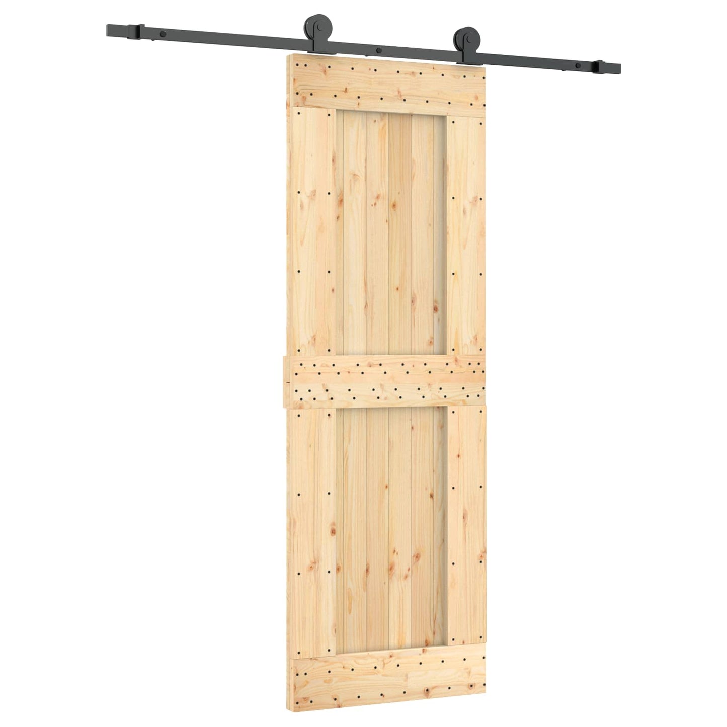 vidaXL Συρόμενη Πόρτα Φυσικό και Μαύρο 70 x 210 cm