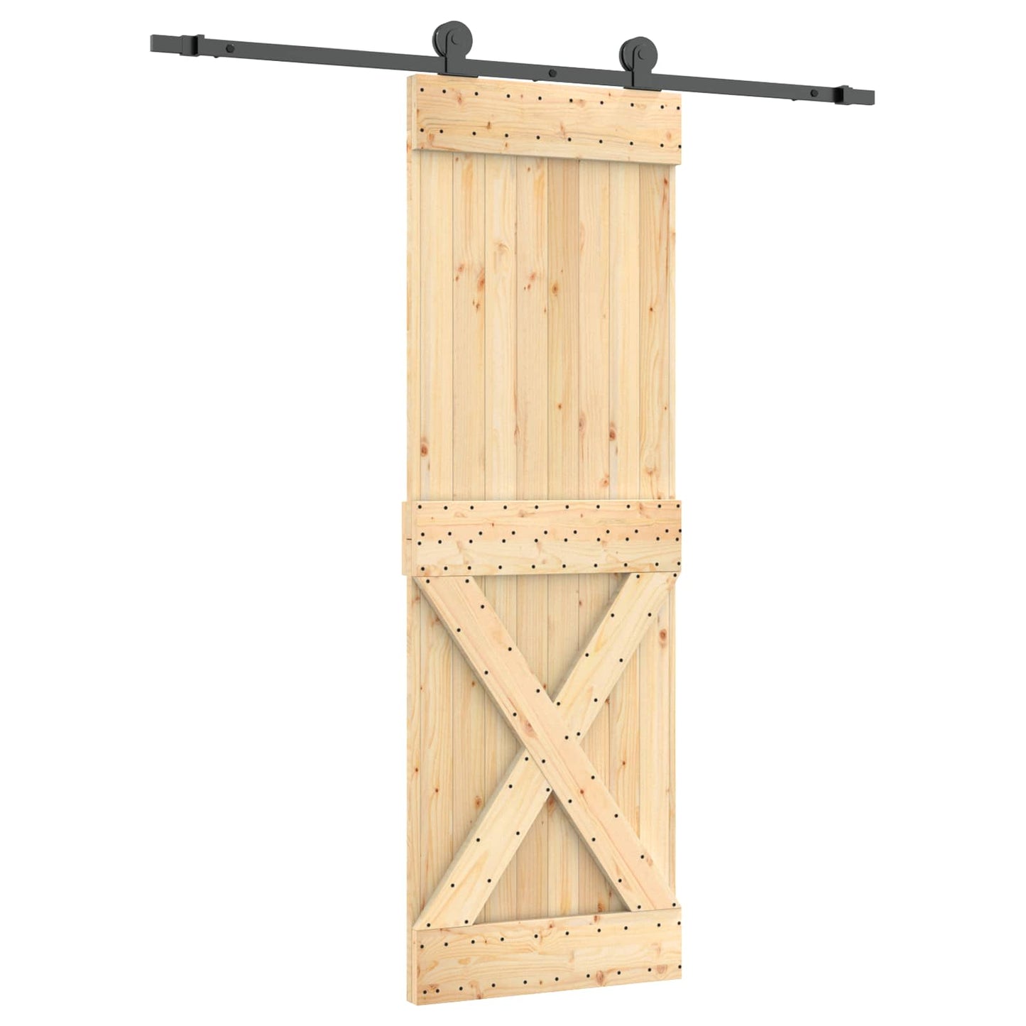 vidaXL Συρόμενη Πόρτα Φυσικό και Μαύρο 70 x 210 cm