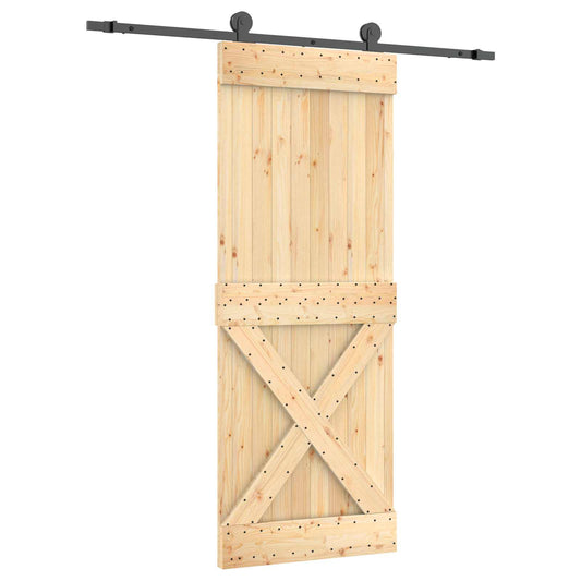vidaXL Συρόμενη Πόρτα Φυσικό και Μαύρο 80 x 210 cm