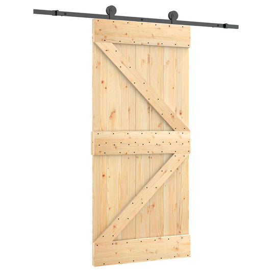 vidaXL Συρόμενη Πόρτα Φυσικό και Μαύρο 95 x 210 cm