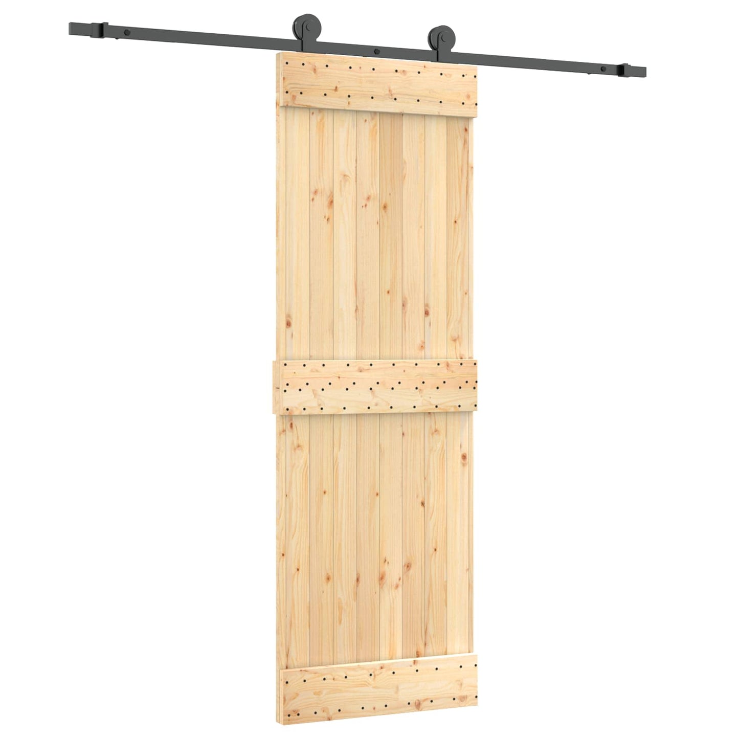 vidaXL Συρόμενη Πόρτα 70 x 210 cm Συμπαγές Ξύλο Πεύκου (Ακατέργαστο)