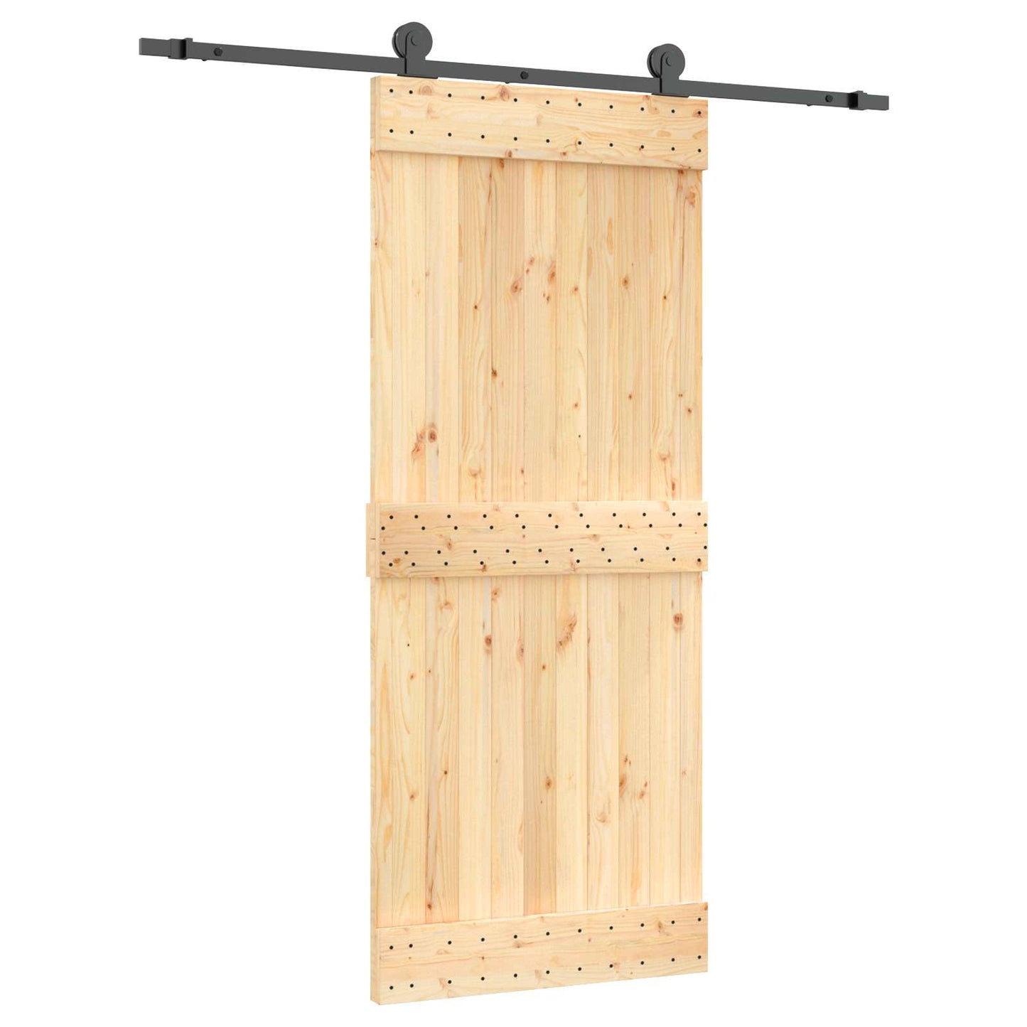 vidaXL Συρόμενη Πόρτα 85 x 210 cm Συμπαγές Ξύλο Πεύκου (Ακατέργαστο)