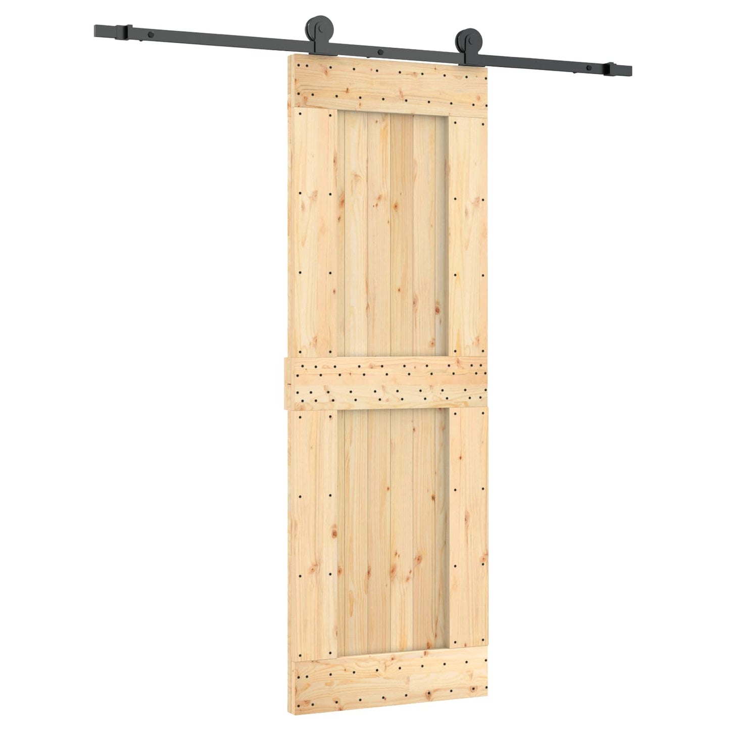 vidaXL Συρόμενη Πόρτα 70 x 210 cm Συμπαγές Ξύλο Πεύκου (Ακατέργαστο)