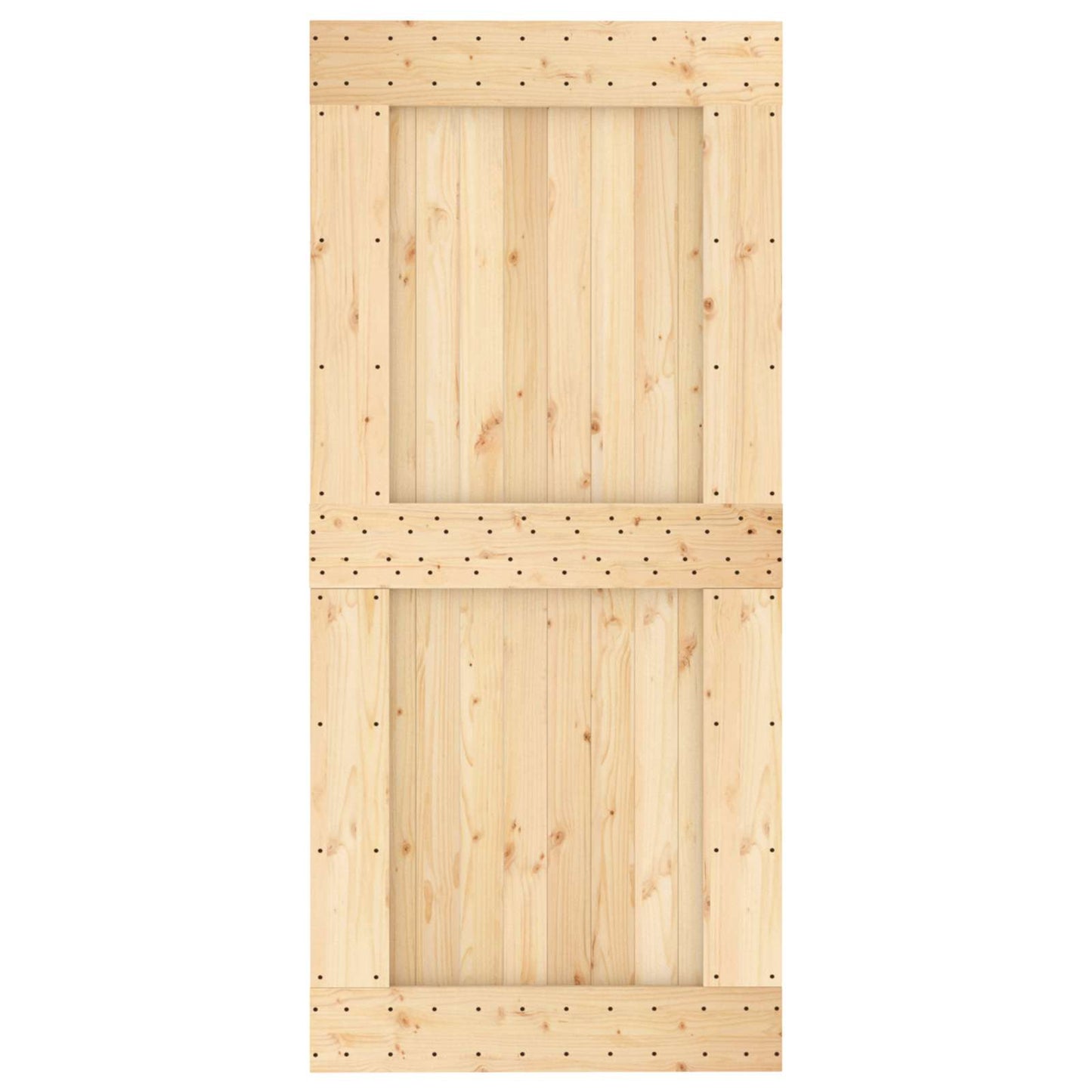 vidaXL Συρόμενη Πόρτα 95 x 210 cm Συμπαγές Ξύλο Πεύκου (Ακατέργαστο)