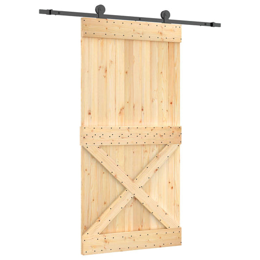 vidaXL Συρόμενη Πόρτα Φυσικό και Μαύρο 100 x 210 cm