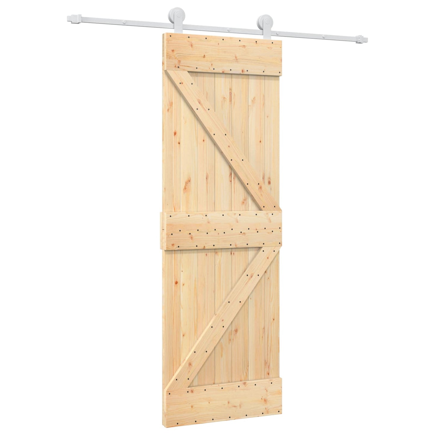 vidaXL Συρόμενη Πόρτα 70 x 210 cm Συμπαγές Ξύλο Πεύκου (Ακατέργαστο)