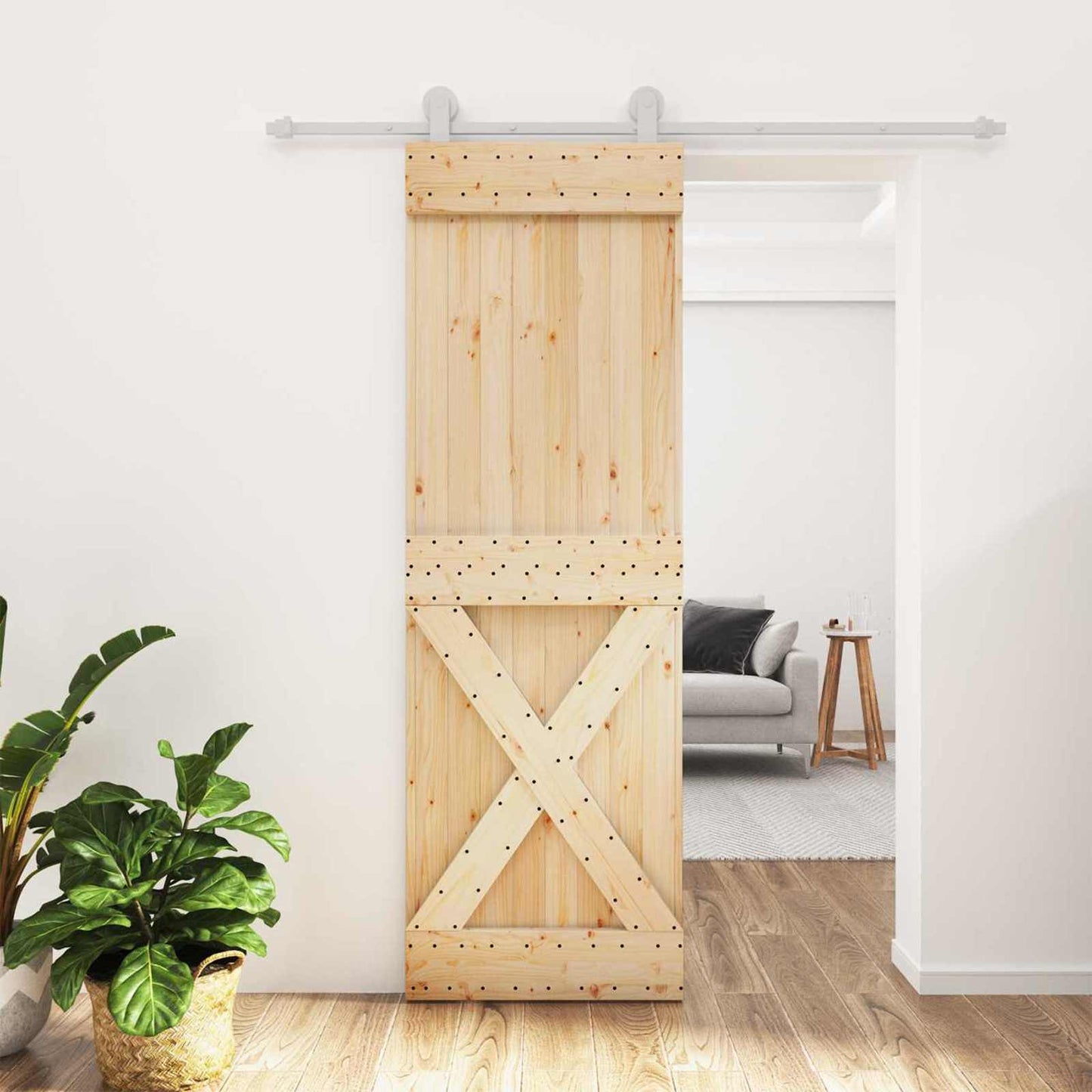 vidaXL Συρόμενη Πόρτα Φυσικό και Λευκό 70 x 210 cm