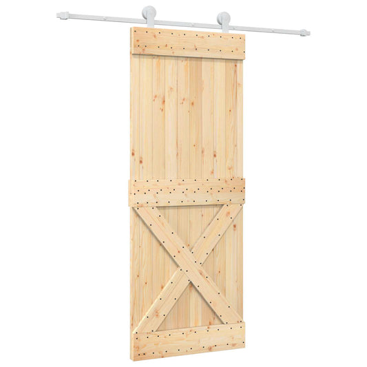 vidaXL Συρόμενη Πόρτα Φυσικό και Λευκό 80 x 210 cm