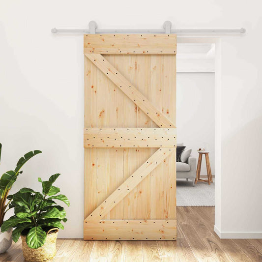 vidaXL Συρόμενη Πόρτα Φυσικό και Λευκό 95 x 210 cm