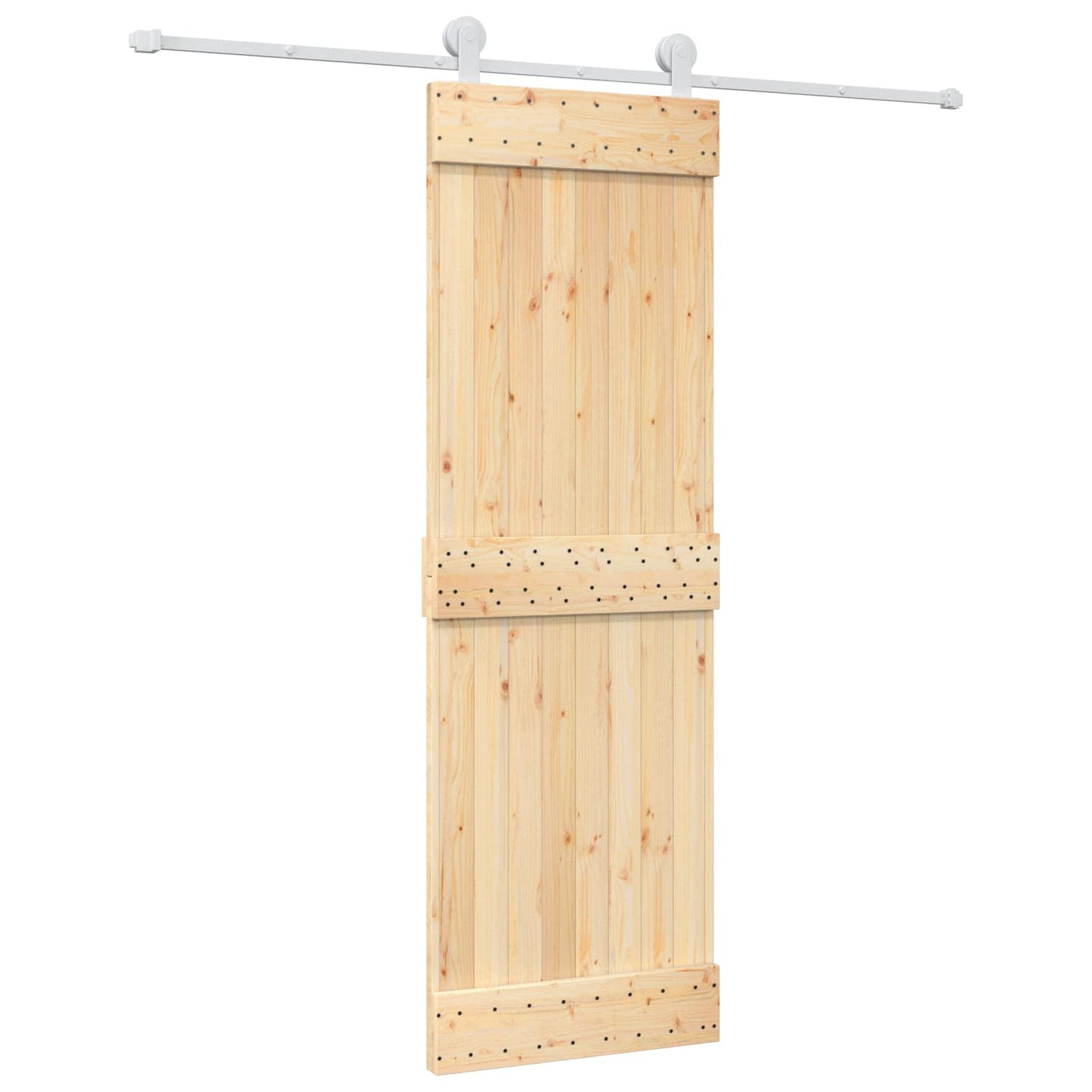 vidaXL Συρόμενη Πόρτα 70 x 210 cm Συμπαγές Ξύλο Πεύκου (Ακατέργαστο)