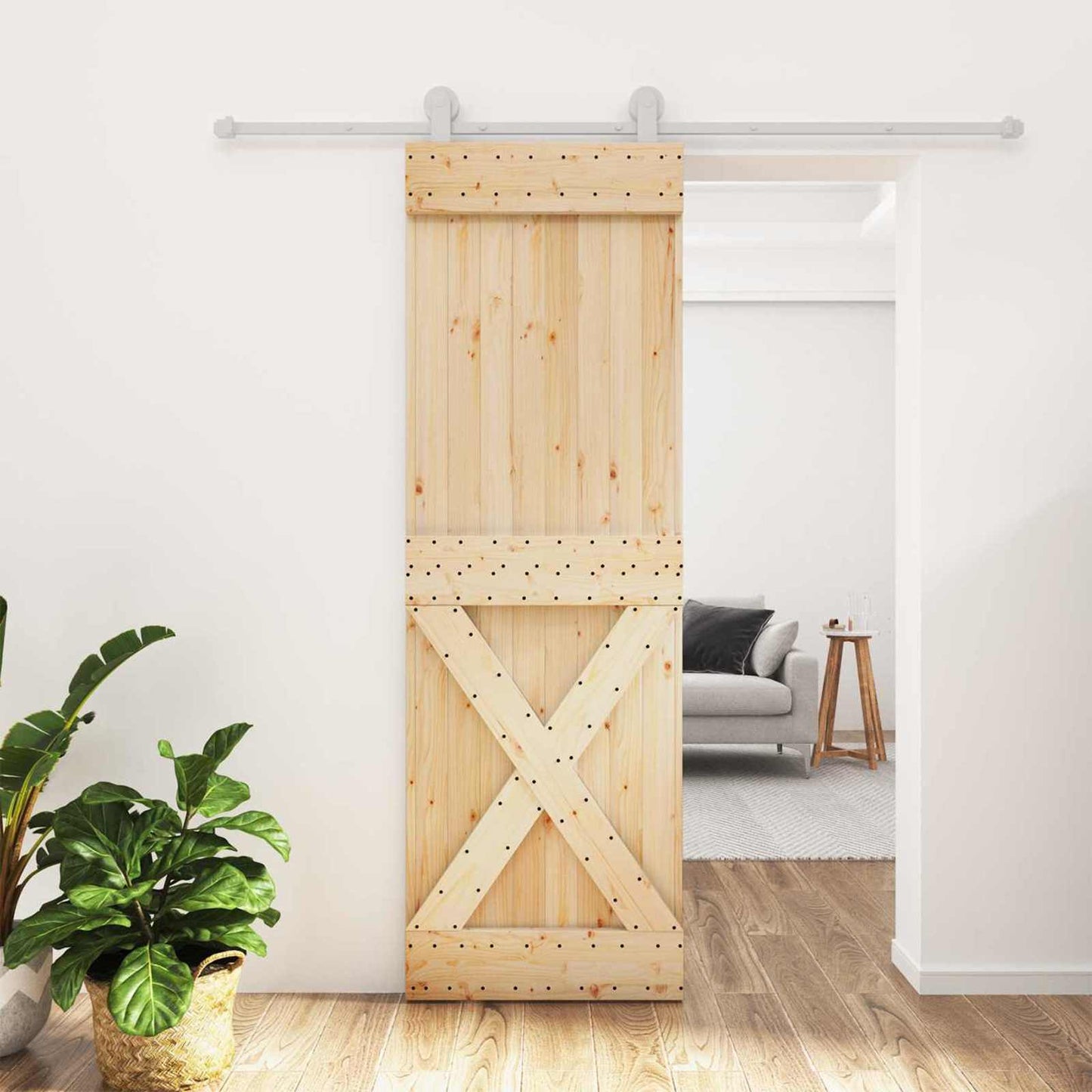 vidaXL Συρόμενη Πόρτα Φυσικό και Λευκό 70 x 210 cm
