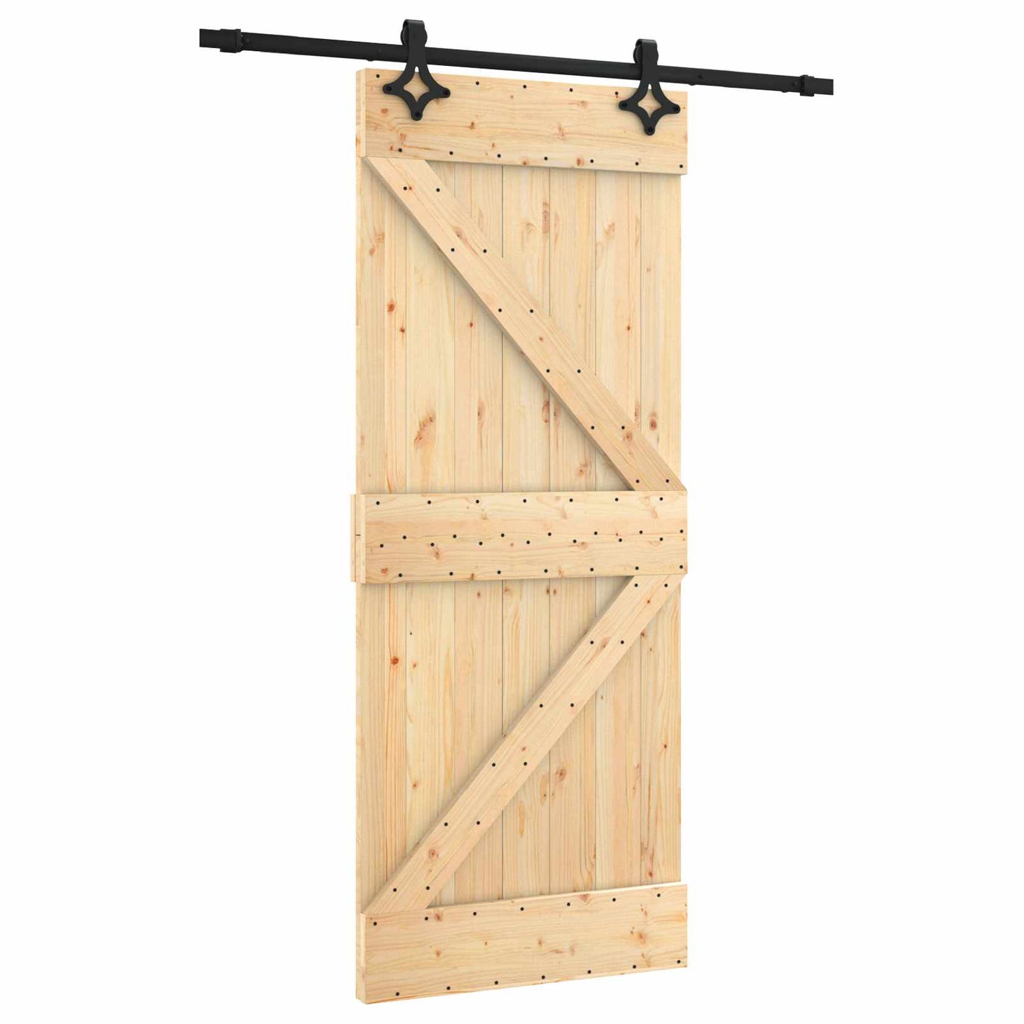 vidaXL Συρόμενη Πόρτα 85 x 210 cm Συμπαγές Ξύλο Πεύκου (Ακατέργαστο)